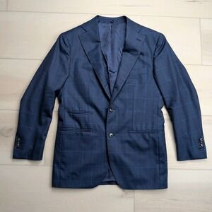 SuitSupply Lazio Sport Coat‎ Blazer Mens 46R (Fits 39R) Blue Windowpane